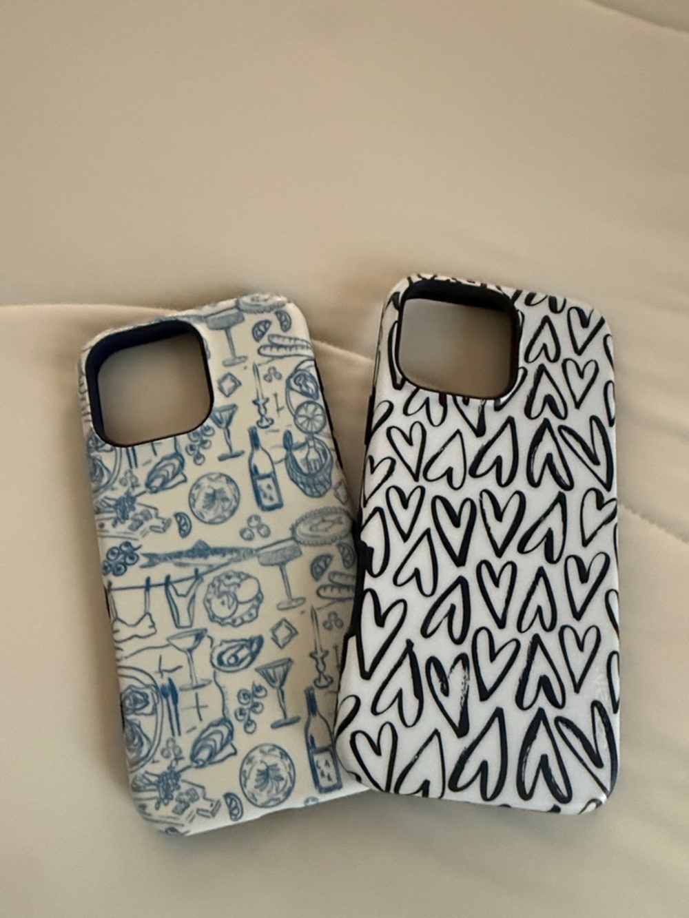 Designer DUO!   Blue Martini & Wine & Black Heart iPhone Cases (2)
